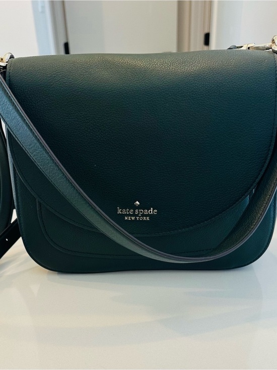 kate spade Handbags - Gorgeous Kate Spade Dark Green Leather Saddle Crossbody Bag